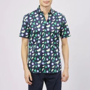 Visconti Black men's S navy blue Lime Ice Mint Cocktail button down new $174